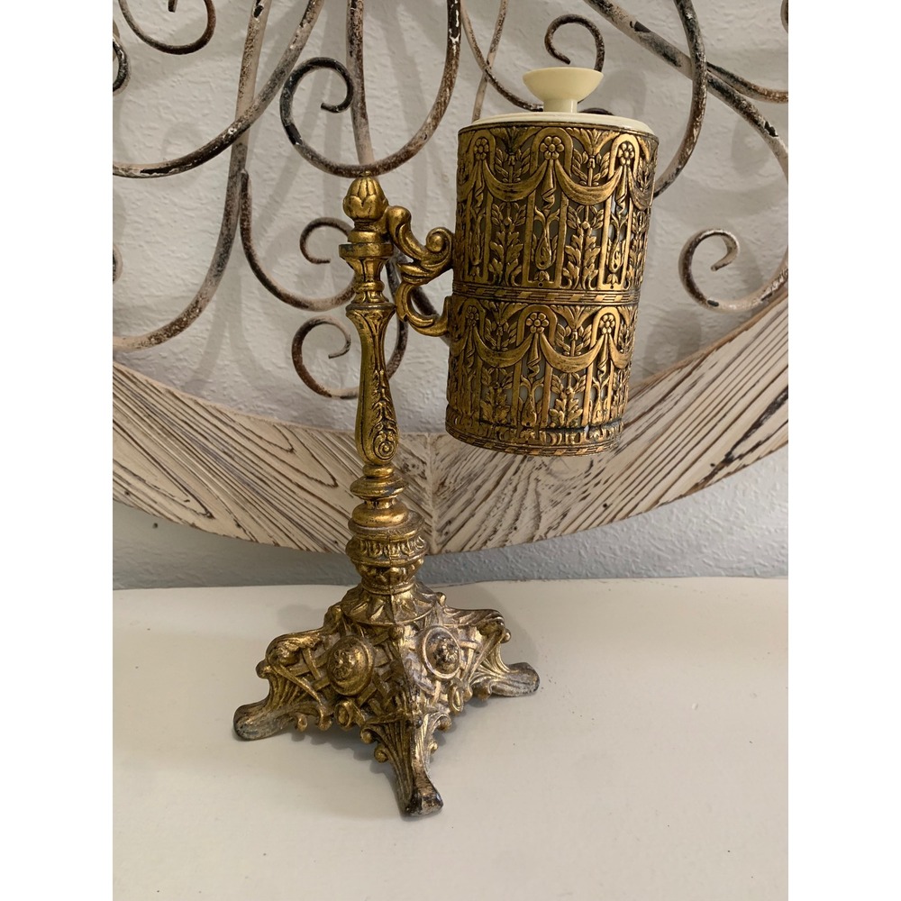 Vintage Hollywood Regency Gold Filigree Swivel Dixie Cup Holder Stand